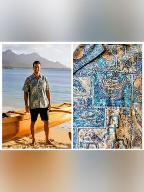 Vintage Aloha Traditional Camp Shirt Polynesian Print Made In Hawaii by Nui Nalu